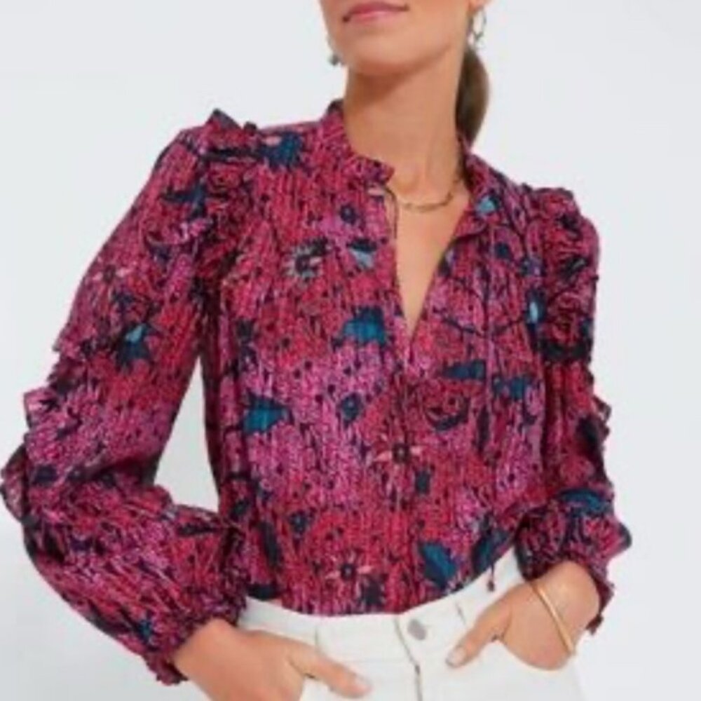 ULLA Johnson 🔥 Manet Blouse in Snap Dragon